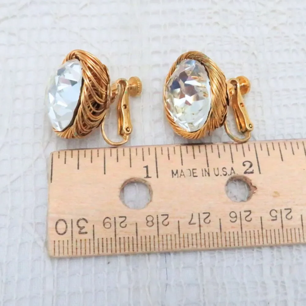 Vendome Vintage Clip On Earrings Women Gold Tone Glamorous Statement Earrings